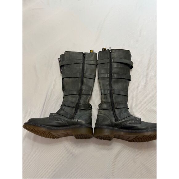 Dr Doc Martens Phina Leather Combat Moto Boots Size 8 Walking Dead Goth Raver - Picture 10 of 13
